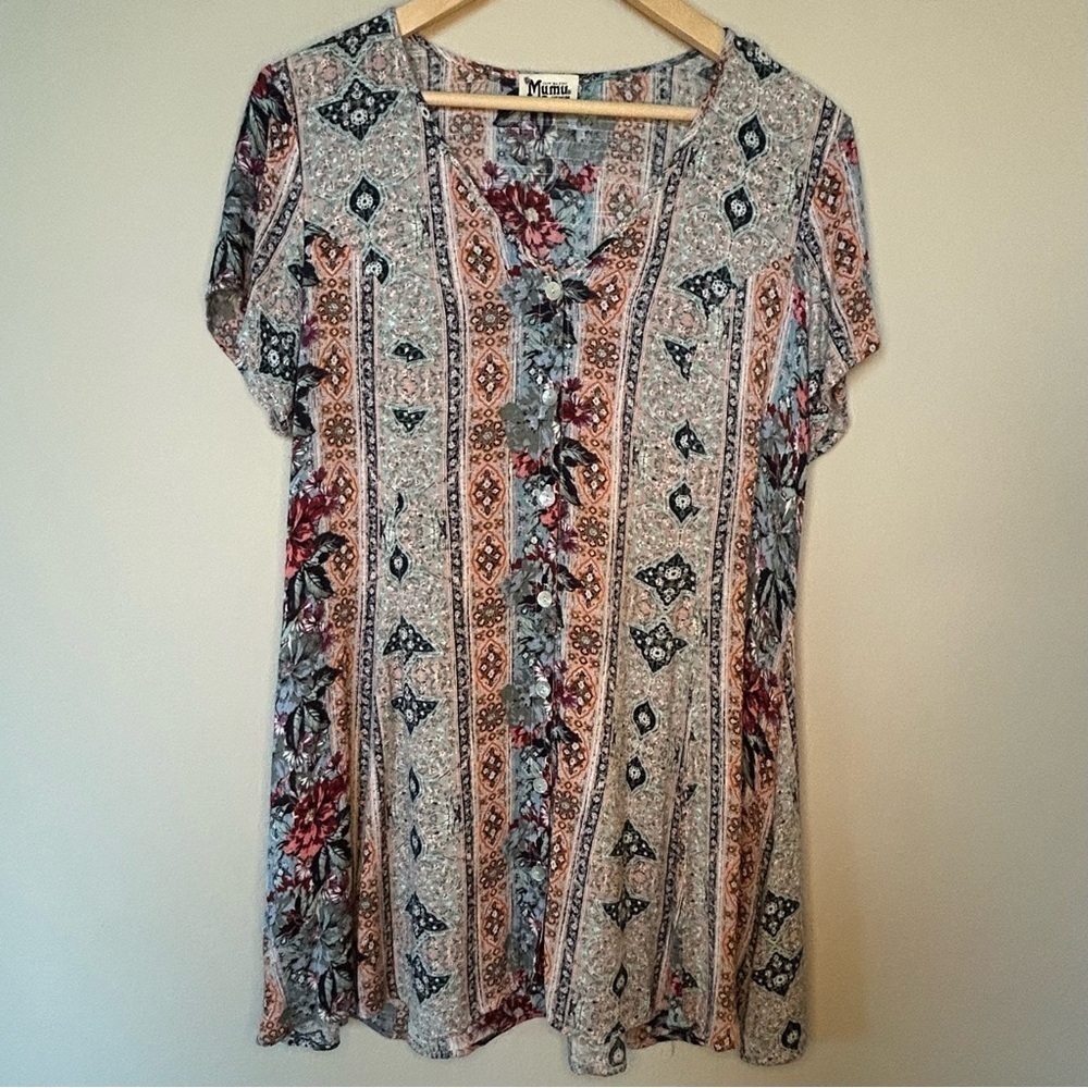 Show Me Your Mumu Blouse Women’s Size Medium Floral Multicolor Babydoll Tunic